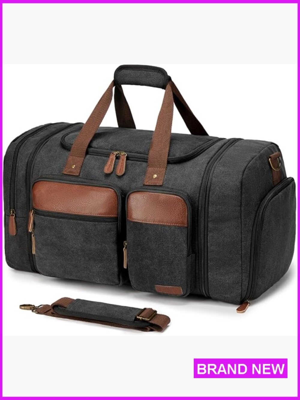 Expandable Canvas Duffel Bag 50l Travel Weekender With Shoe Compartment